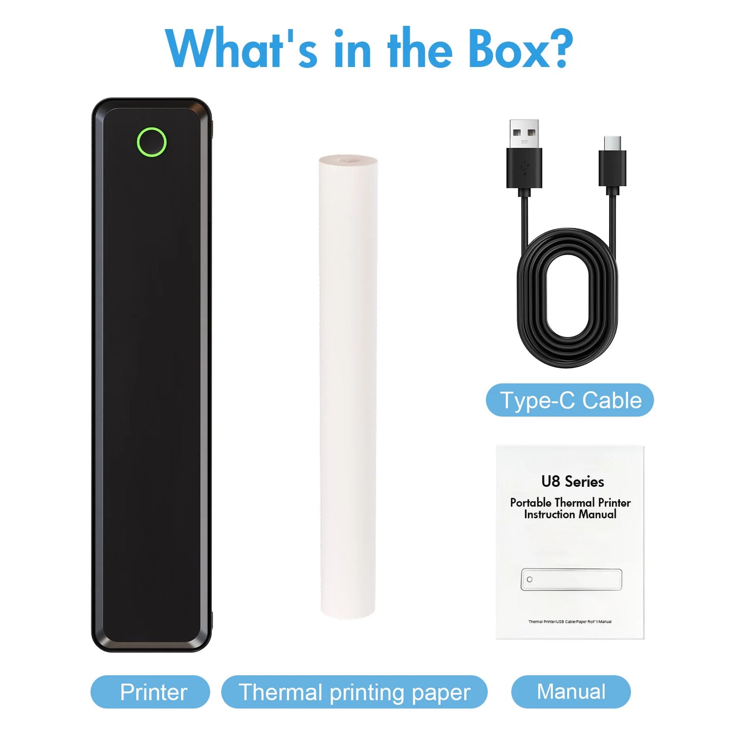 Portable Printers Wireless Inkless Thermal A4 Label Maker US Letter Android iOS Phone & Laptop For Travel Office School