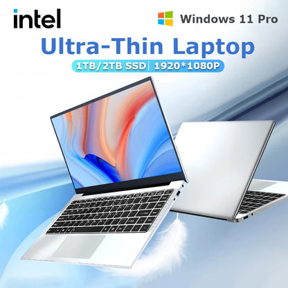 14.1" Ultra Slim Windows 11 Pro Laptop Computer intel Atom A3950 12GB RAM 1TB 2TB SSD Notebook PC 1080P HD