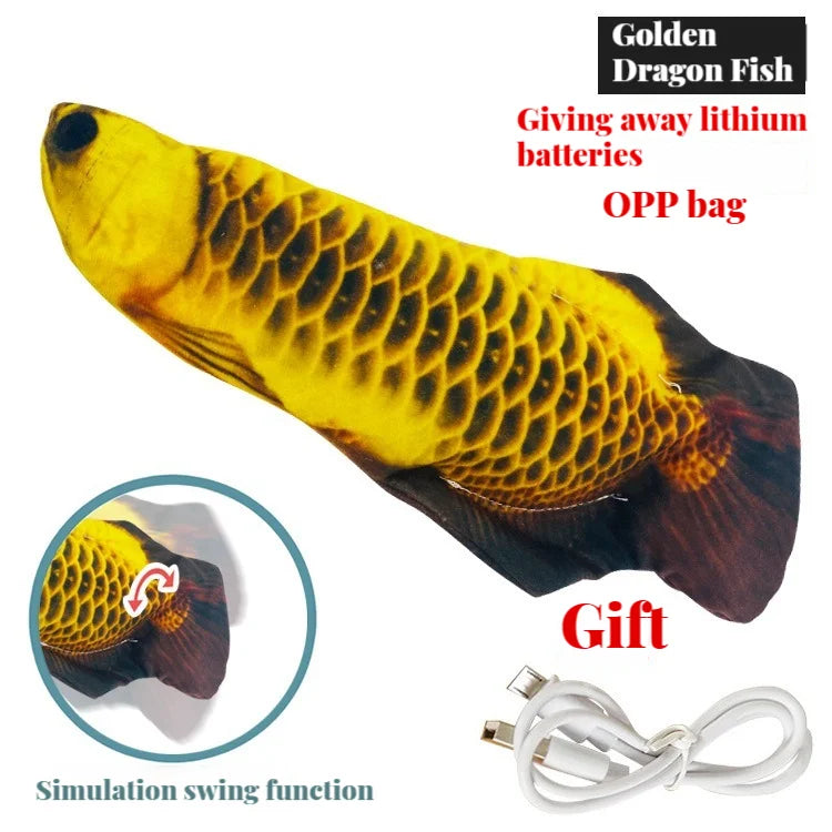 Electric Cat Toy Fish Pet Cat Toys Simulation Fish Swing, Chewing Playing Supplies USB Charging