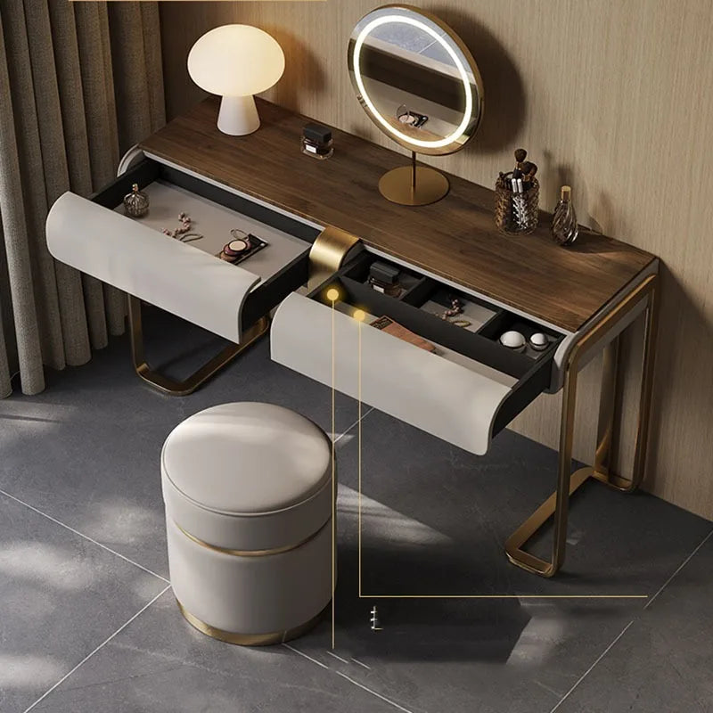 Bedroom Led Light Dressing Table Mirror Luxury Drawer European Dressing Table Girls Makeup