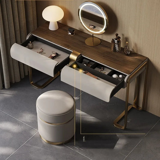 Bedroom Led Light Dressing Table Mirror Luxury Drawer European Dressing Table Girls Makeup