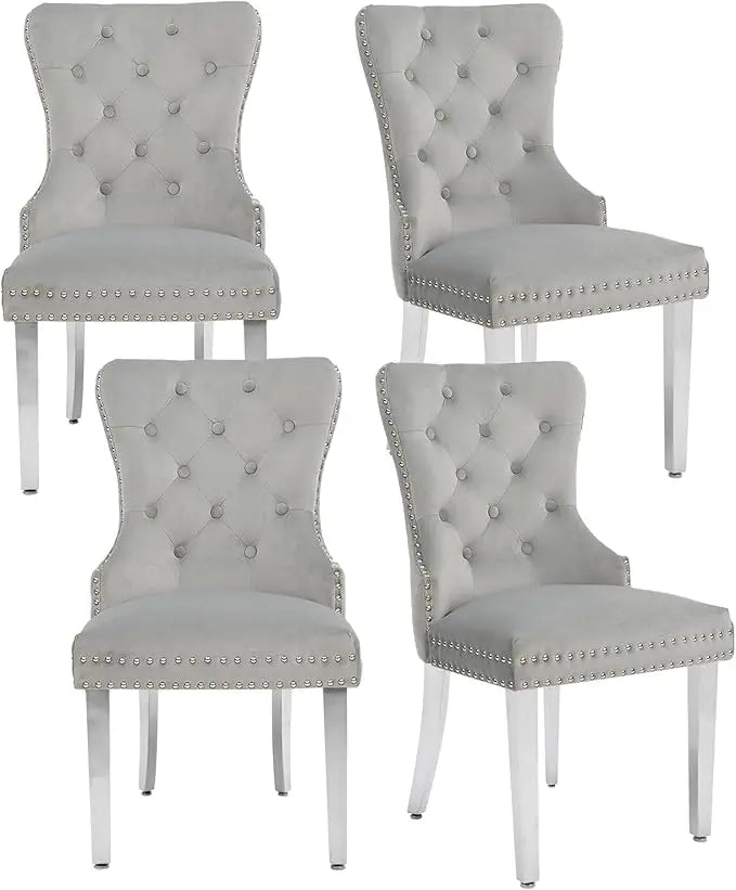Velvet Dining Chairs Set of 4, Tufted Upholstered Dining Room Chair