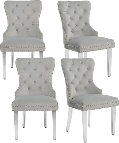 Velvet Dining Chairs Set of 4, Tufted Upholstered Dining Room Chair