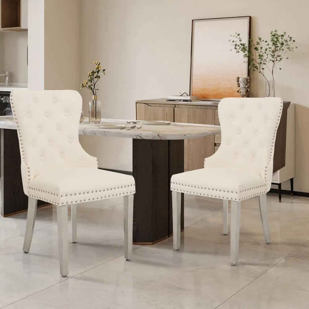 Velvet Dining Chairs Set of 4, Tufted Upholstered Dining Room Chair
