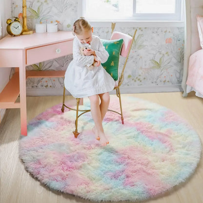 Super Soft Plush Round Rug Mat Fluffy White Carpets For Living Room Home Decor Bedroom Kid Room
