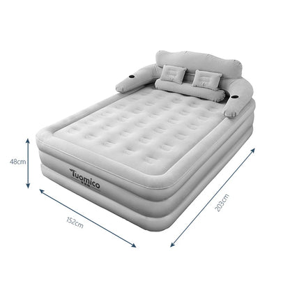 Air bed with Backrest 2 Persons Inflatable Mattress Folding Home Indoor Outdoor Bed