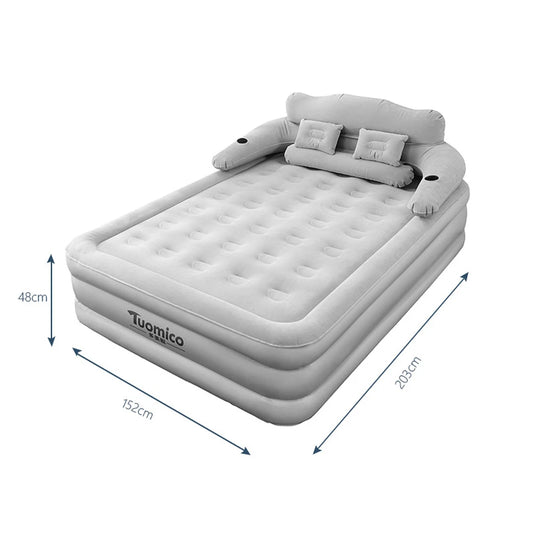 Air bed with Backrest 2 Persons Inflatable Mattress Folding Home Indoor Outdoor Bed