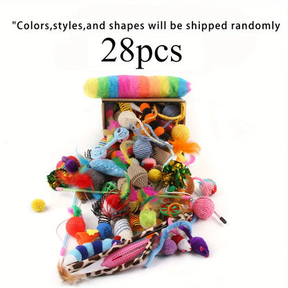 14pcs Cat Toys Mixed Pack. A Combination of Various Plastic Toys and Plush Toys