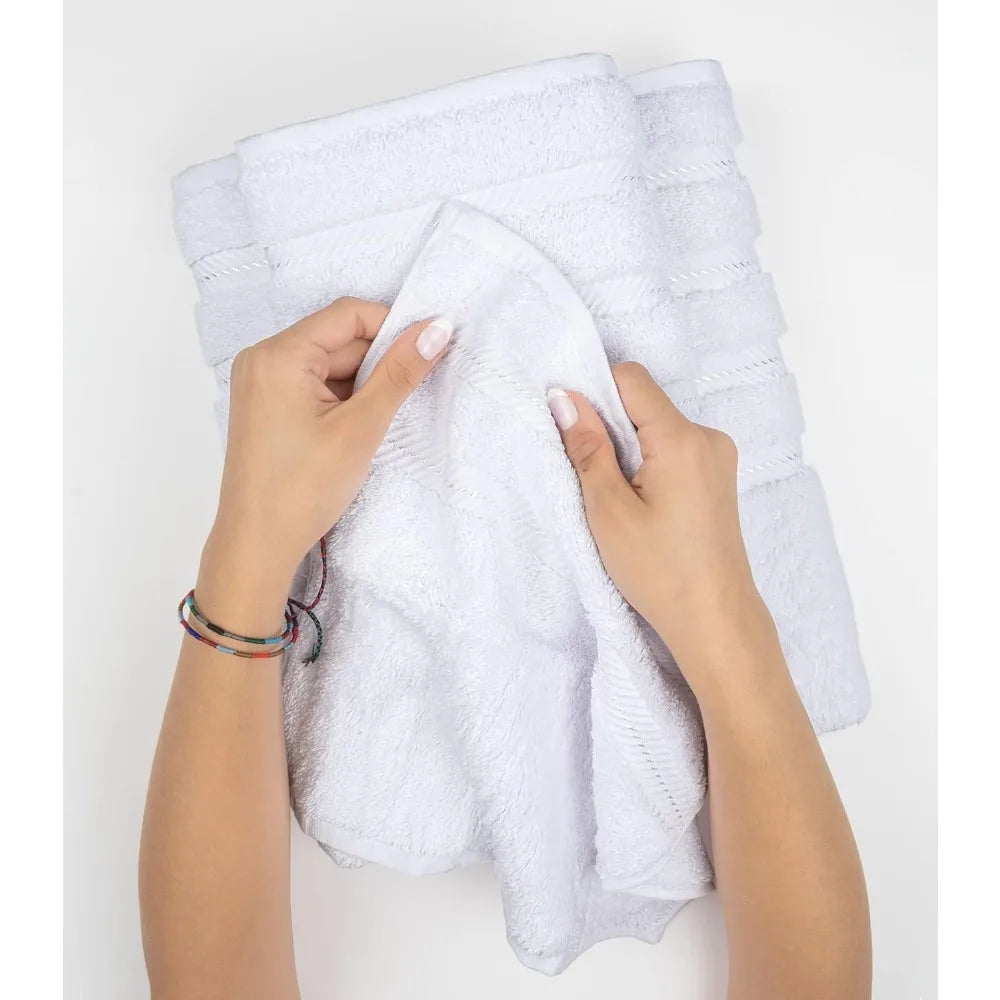 Soft and luxurious bathroom towels, 100% Turkish cotton, four-piece set, suitable for kitchen and bathroom, white.