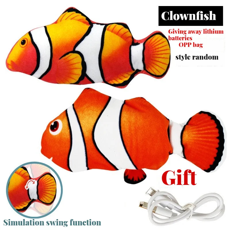 Electric Cat Toy Fish Pet Cat Toys Simulation Fish Swing, Chewing Playing Supplies USB Charging