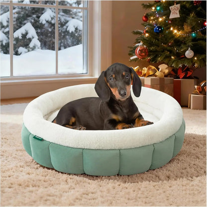 Cat Beds for Indoor Cats, Washable Round Dog Bed, Donut Dog Bed with Anti-Slip Bottom for Small Dogs, 28 Inches