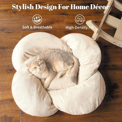 Elevated Cat Bed Wooden With Cushion Fluffy Pet Couch Sofa For Indoor Cats Raised Kitty Lounge Chair