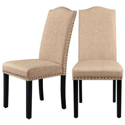 Upholstered Dining Chairs Set of 2, Modern Kitchen Chairs with Solid Wood Legs for Dining Room,
