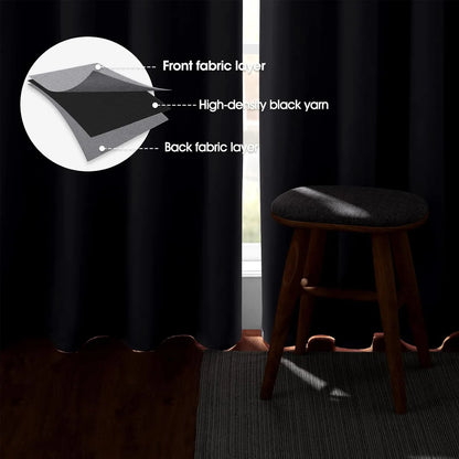 4PCS Blackout Curtains, Heat-Insulated Grommet Curtains For Bedroom Darkening, Noise Reduction Curtains For Living Room/Bedroom