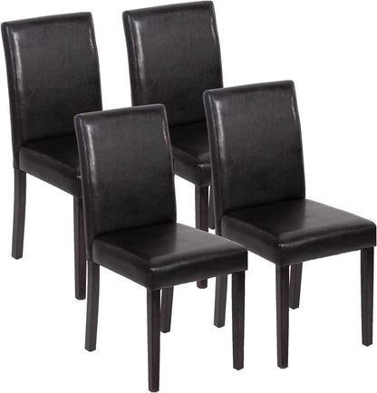 Dining Chairs Set of 4, Dining Room Chairs, Side PU Cushion Chairs with Waterproof Surface and Wood Legs