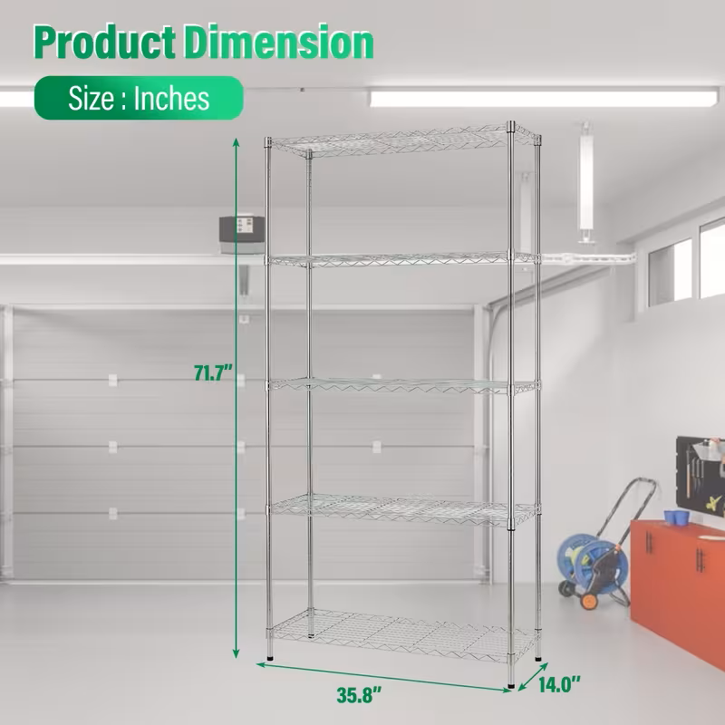 3/4/5/6/7/8 Tier Storage Shelves-Adjustable Wire Shelving Rack-Multi Sizes