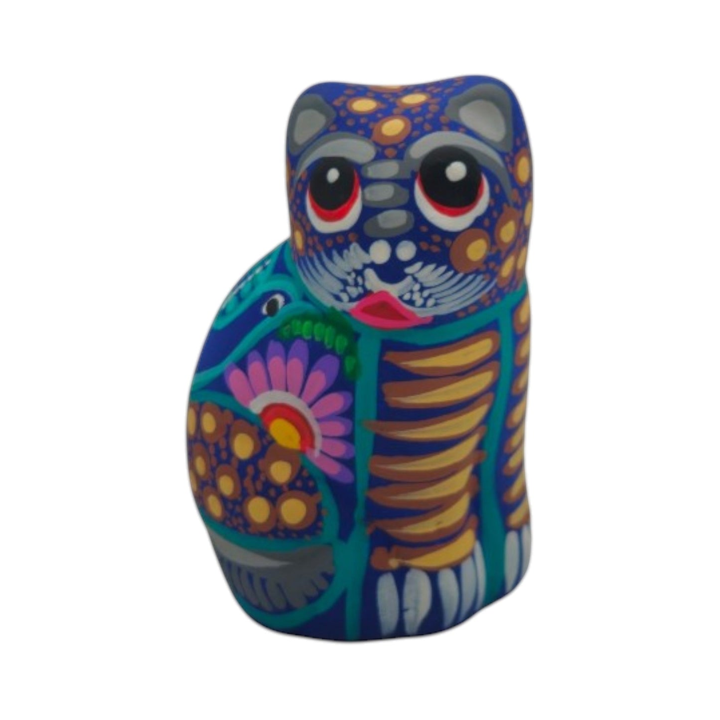 Alebrije Cat Figurine | Hand-Painted Mexican Folk Art