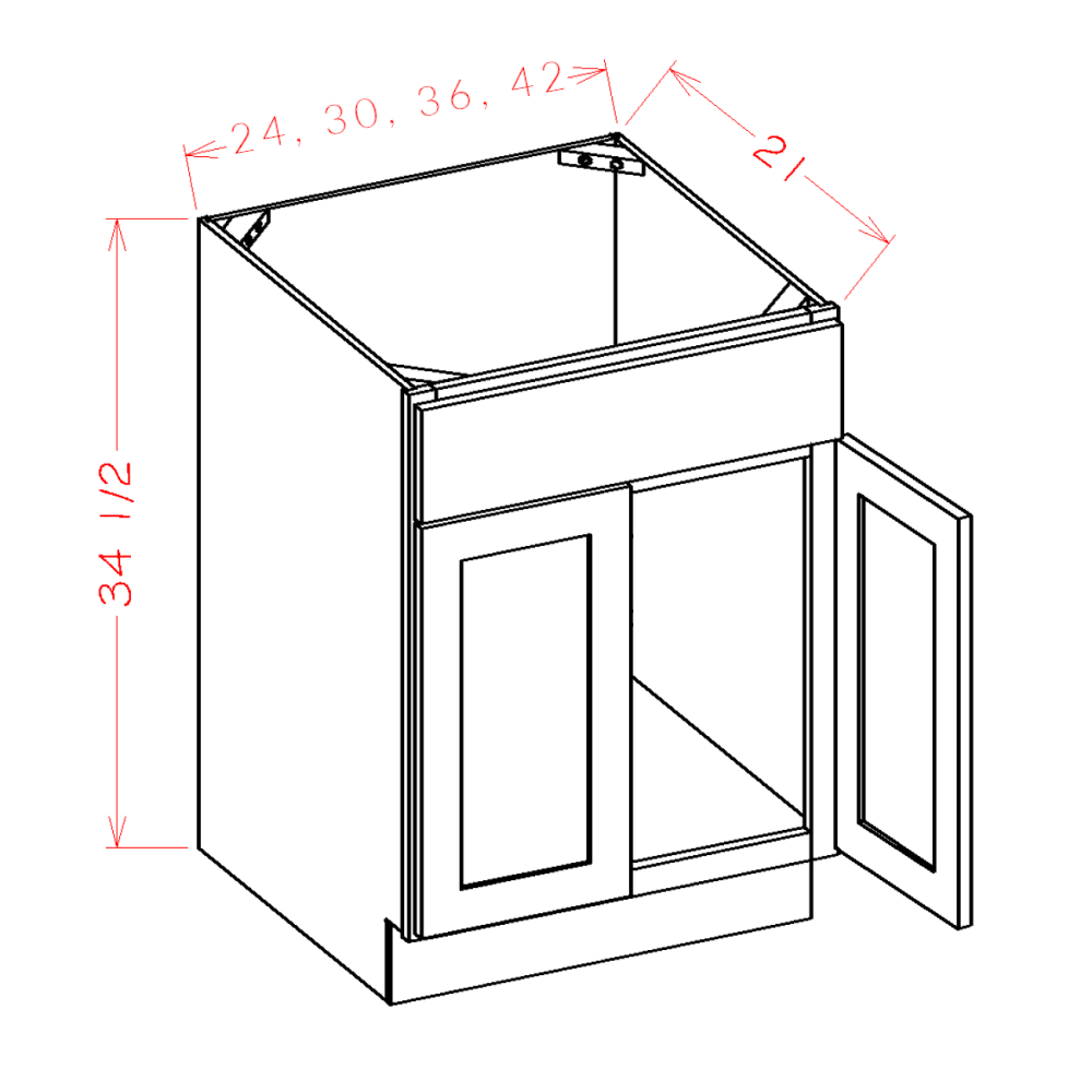 Maple Unfinished 24" Bathroom Vanity Sink Base Cabinet