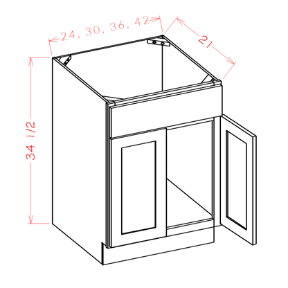 Maple Unfinished 24" Bathroom Vanity Sink Base Cabinet
