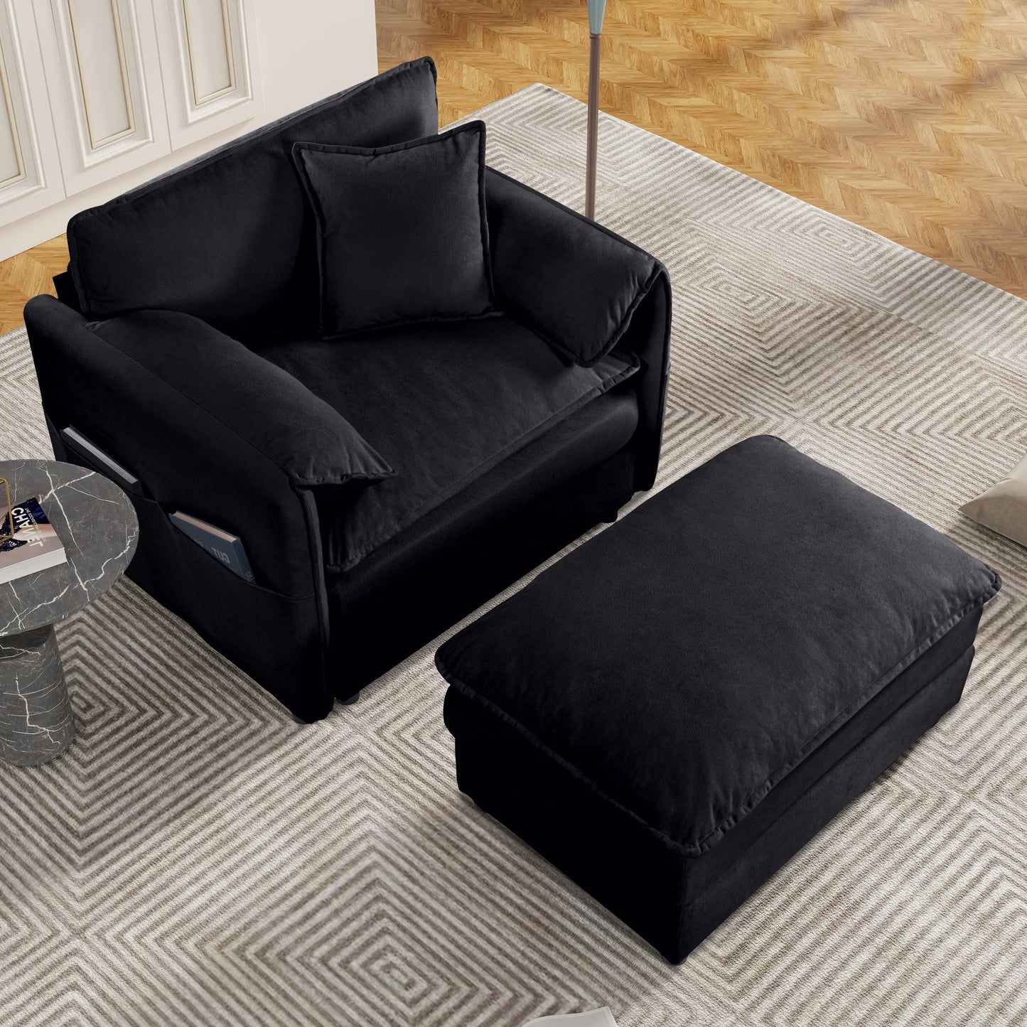 Oversized 57.48" Recliner Chair with Movable Ottoman