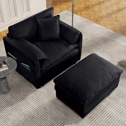 Oversized 57.48" Recliner Chair with Movable Ottoman