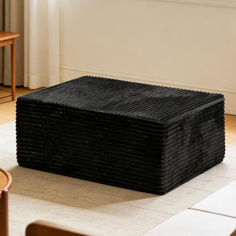 Luxury Corduroy Boneless Sofa with Matching Ottoman. This Footstool Is Suitable for Living Rooms, Bedrooms and Apartments. It Requires No Assembly and Is Made of Comfortable Flannel Fabric.