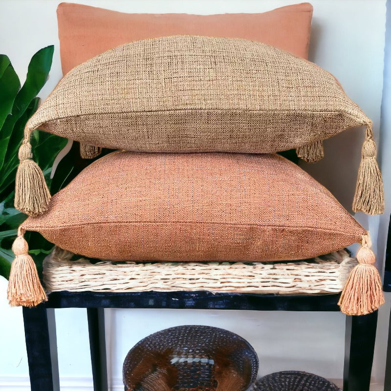 Boho Cotton Linen Pillow Cover 18x18 Decorative Throw Pillow Case
