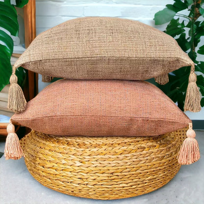 Boho Cotton Linen Pillow Cover 18x18 Decorative Throw Pillow Case