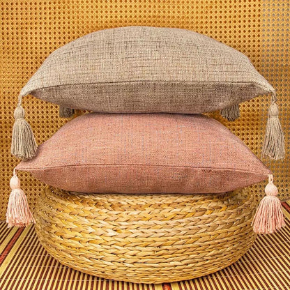 Boho Cotton Linen Pillow Cover 18x18 Decorative Throw Pillow Case