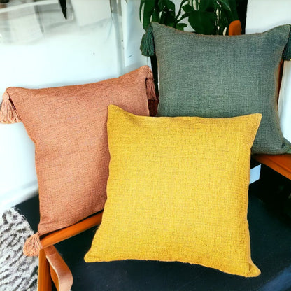Boho Cotton Linen Pillow Cover 18x18 Decorative Throw Pillow Case