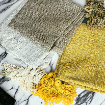 Boho Cotton Linen Pillow Cover 18x18 Decorative Throw Pillow Case