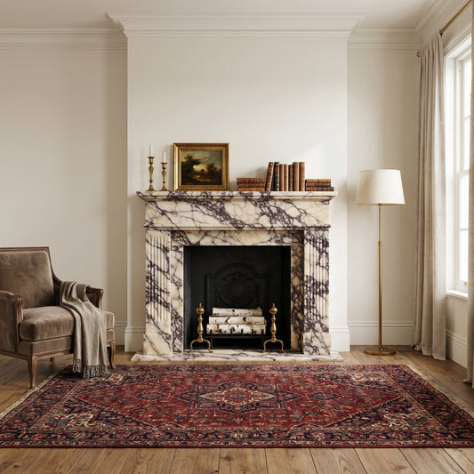 Calacatta Viola Marble Fluted Fireplace Mantel Polished White Finish 70 x 52 x 7