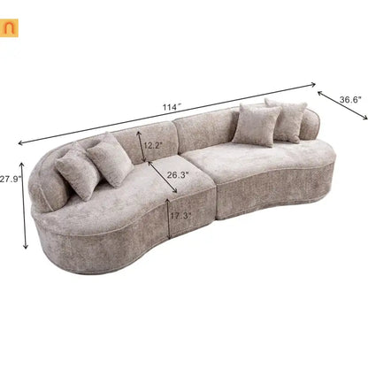 Sectional Sofa Modern L Shape Camel Upholstered Sleeper 114in Long Living Room