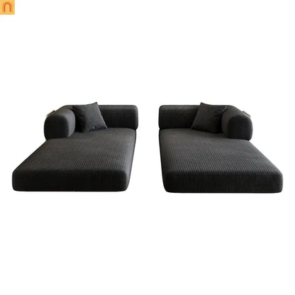 Sofa Convertible Corduroy Black 78.8in Long With Pillow Back Support