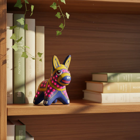 Alebrije Donkey Figurine | Hand-Painted Mexican Folk Art